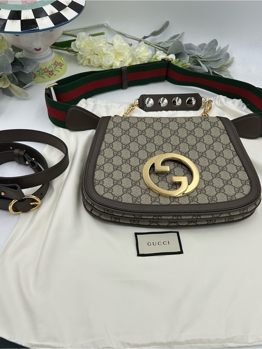 Women's Gucci Blondie iconic GG Supreme canvas shoulder Bag made in Italy - Picture 4 of 16